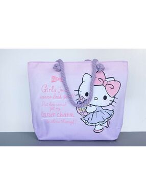 Hello Kitty Lavender Rope Handle Tote Bag NWOT